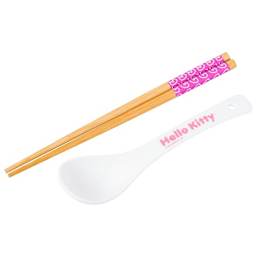 Ceramic Sanrio Hello Kitty Ramen Noodle Rice Bowl with Chopsticks, Microwave Safe
