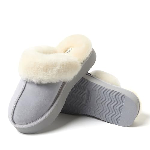 Women's Fireside Melton Genuine Shearling Shearling Platform Slippers Scuff