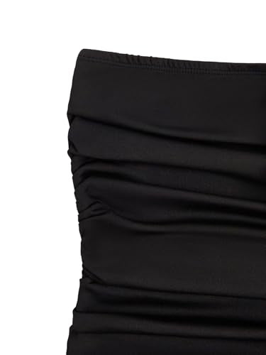 Women's 3D Flower Strapless Bodycon Dress Ruched Slit Hem Wedding Guest Maxi Tube Dresses