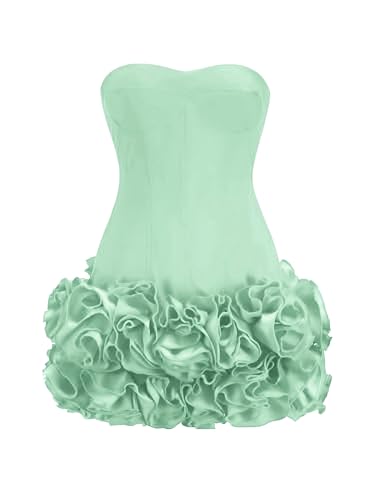 Layered Ruffle Edge Cocktail Party Dresses Sexy Strapless Homecoming Dresses Off Shoulder Satin Bodycon Mini Dresses