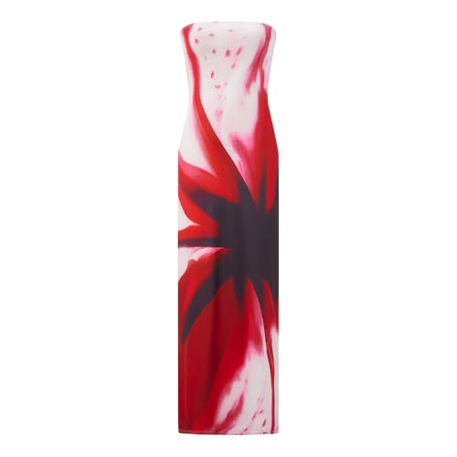 Sexy Floral Print Bodycon Dress - Vintage Graphic Patchwork Sleeveless Maxi Dress Slim Fit