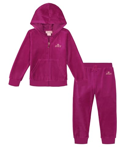 Juicy Couture girls 2pc Zip Up Velour Jog Set