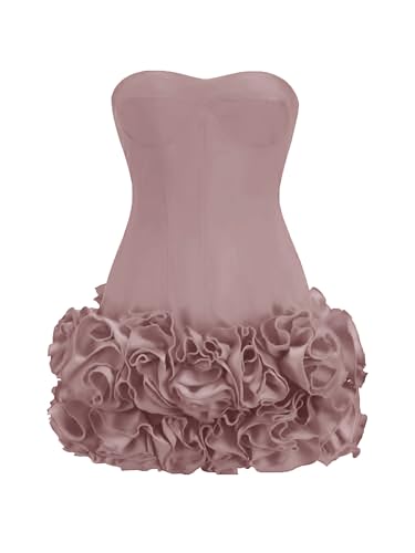 Layered Ruffle Edge Cocktail Party Dresses Sexy Strapless Homecoming Dresses Off Shoulder Satin Bodycon Mini Dresses