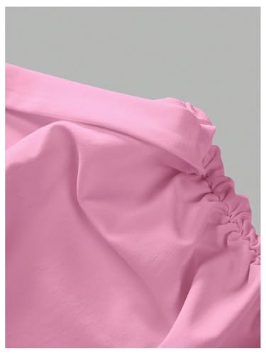 Women's Bubble Mini Dress Halter Backless Ruched Y2K Short Sundress with Built-in Shorts