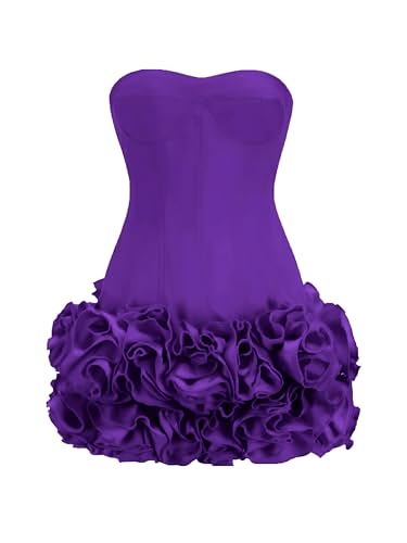 Layered Ruffle Edge Cocktail Party Dresses Sexy Strapless Homecoming Dresses Off Shoulder Satin Bodycon Mini Dresses