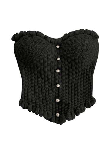 Women's Pearl Strapless Tops Summer Asymmetrical Tube Tops