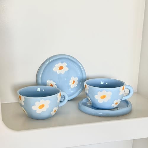 Coquette Bow Coffee Mug Personalized Set with Saucer Mug Porcelain Coffee Tea Cup 12oz