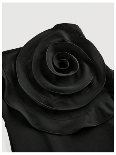 Women's 3D Floral Strapless Tube Dress Elegant Sleeveless Slit Bodycon Long Dresses