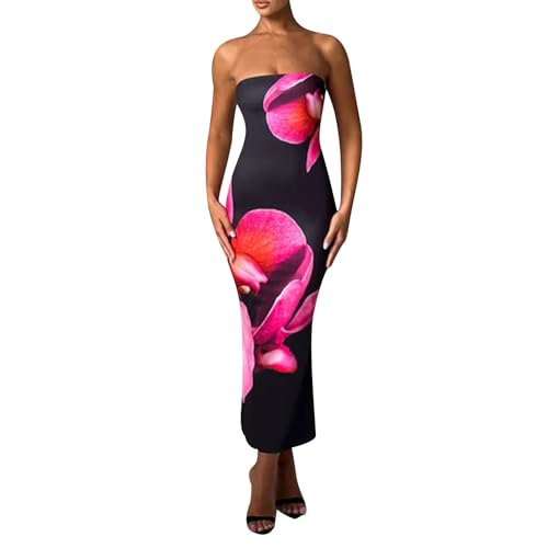 Women Sexy Floral Bodycon Maxi Dress Elegant Dress Sleeveless Summer Long Dress Cocktail Party Dress