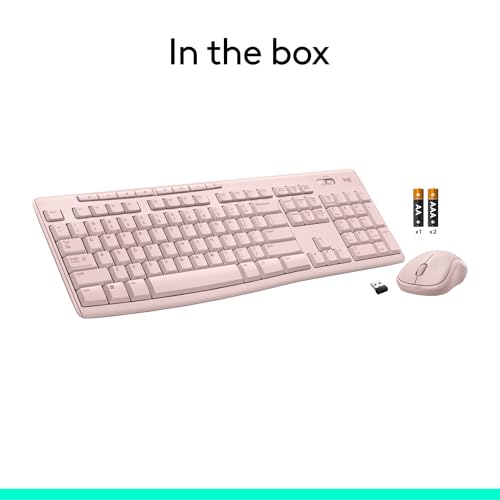 Rose Wireless Keyboard and Mouse Combo â€?2.4 GHz, Compact Mouse, 8 Multimedia Shortcuts, Long-Lasting 2-Year Battery, Compatible with Windows PC & Laptop