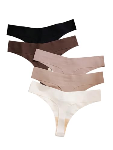 Women's 5 Pack Leopard Print Thongs Low Rise Panties Underwear Sets