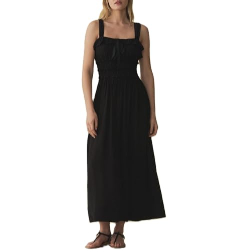 Women Y2k Bodycon Long Dress Spaghetti Strap Low Cut Dress Casual Backless Flowy Maxi Dress Sexy