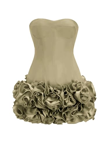 Layered Ruffle Edge Cocktail Party Dresses Sexy Strapless Homecoming Dresses Off Shoulder Satin Bodycon Mini Dresses