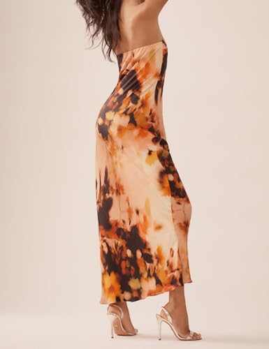 Women Floral Strapless Maxi Dress Sexy Bodycon Backless Tube Long Dress Summer Off Shoulder Cocktail Dresses