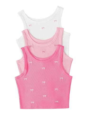 Women's Plus Size 3 Pack Coquette Bow Top Crew Neck Sleeveless Crop Tank Tops