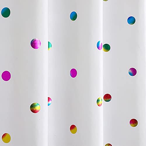 Fabric Shower Curtains with 12 Hooks for Bathroom Metallic Polka Dot Curtains Waterproof Shower Curtains with Grommet for Washable Shower Curtain Sets