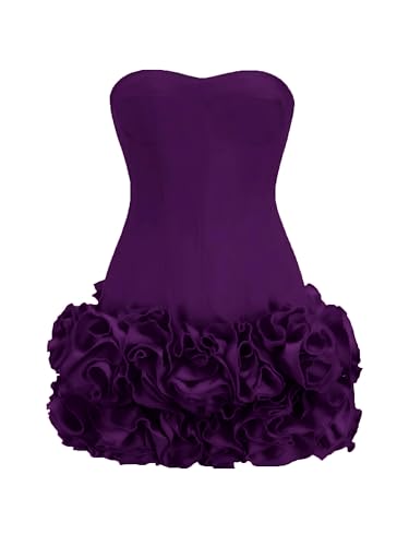 Layered Ruffle Edge Cocktail Party Dresses Sexy Strapless Homecoming Dresses Off Shoulder Satin Bodycon Mini Dresses