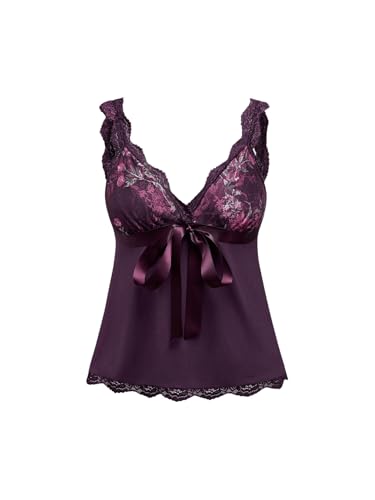 Women's Coquette Tank Tops Y2K Lace Trim Crop Top Bowknot Deep V Neck Sleeveless Camisole Blouse