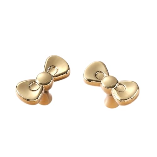 Gold Brass Small Bow Knobs Cute Dresser Drawer Handles Kitchen Cabinet Pulls Art Deco Single Hole Decorative Knobs Modern Furniture Hardware for Closet Cupboard