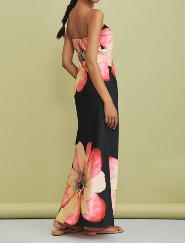 Women Floral Strapless Maxi Dress Sexy Bodycon Backless Tube Long Dress Summer Off Shoulder Cocktail Dresses