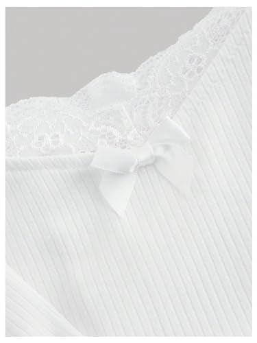 Women's Contrast Lace Halter Neck Lettuce Trim Casual Crop Tee Tops