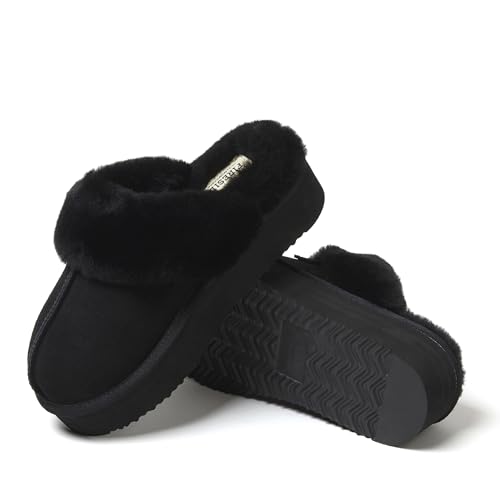 Women's Fireside Melton Genuine Shearling Shearling Platform Slippers Scuff