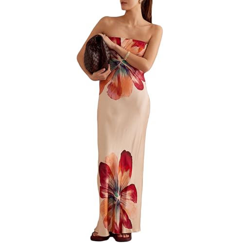 Women Sexy Floral Bodycon Maxi Dress Elegant Dress Sleeveless Summer Long Dress Cocktail Party Dress