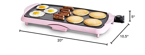 Extra Large 20â€?Electric Griddle, Non-Toxic PFAS & PFOA-Free Ceramic Nonstick, Temperature Control, Quick Even Heating, Removable Drip Tray, Pancakes, Eggs, Sausage, Easy Clean