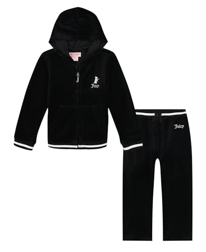 Juicy Couture girls 2pc Zip Up Velour Jog Set
