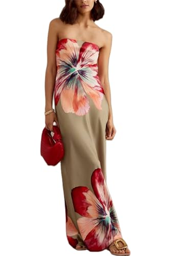 Women Sexy Floral Bodycon Maxi Dress Elegant Dress Sleeveless Summer Long Dress Cocktail Party Dress