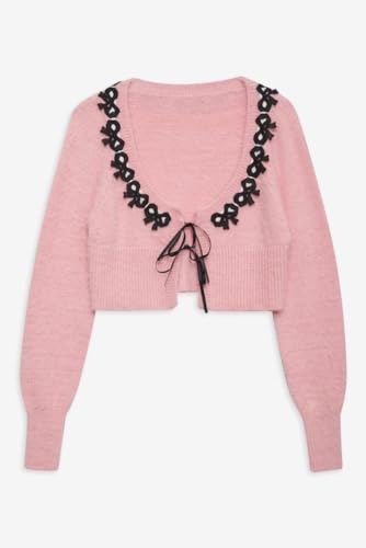 Women Y2k V Neck Sweater Retro Low Cut Long Sleeve Pullover Top E-Girl Cute Solid Loose Fit Lace Up Going Out Jumper