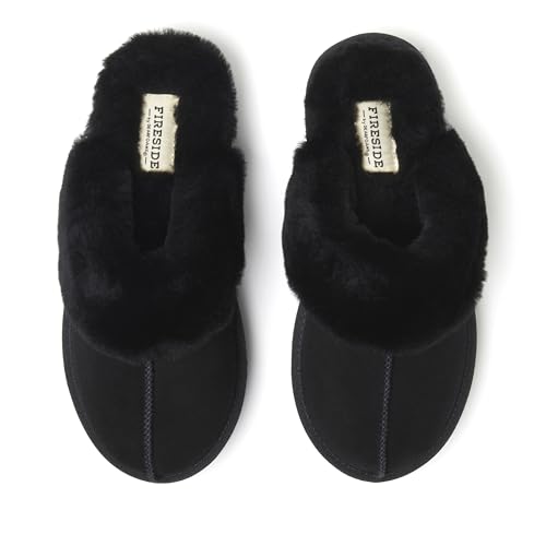 Women's Fireside Melton Genuine Shearling Shearling Platform Slippers Scuff