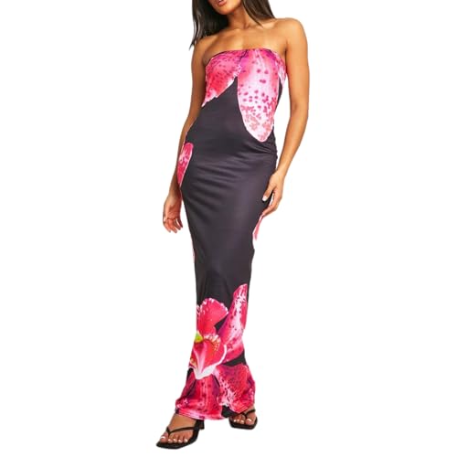 Women Sexy Floral Bodycon Maxi Dress Elegant Dress Sleeveless Summer Long Dress Cocktail Party Dress