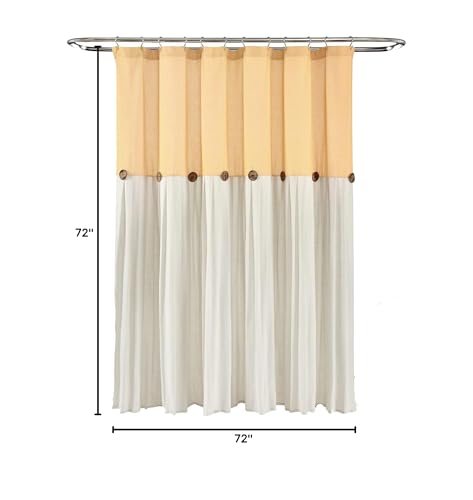 Lush Decor Linen Button Shower Curtain, 72" W x 72" L, Fabric Shower Curtains
