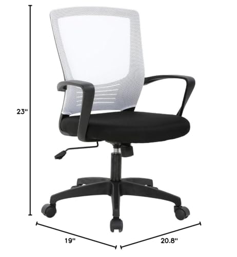 Mid Back Chair with Armrest and Back Support, Modern Executive Adjustable Rolling Swivel Task Chair Comfortable Mesh Chair