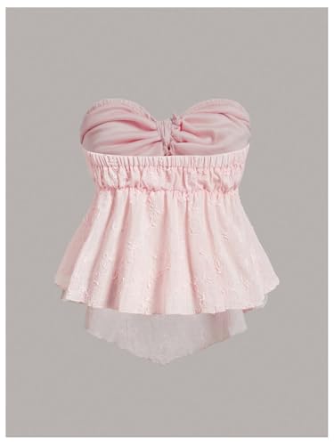 Women's Plus Size Tie Front Strapless Bandeau Tube Tops Flowy Vest Shirts Coquette Aesthetic Clothes