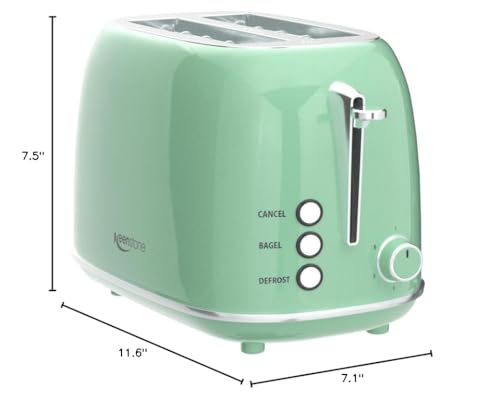 Toaster 2 Slice Stainless Steel with 6 Bread Shade Settings, Retro Toaster with Extra Wide Slot