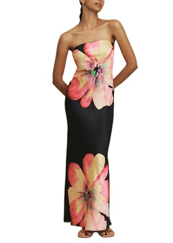 Women Sexy Floral Bodycon Maxi Dress Elegant Dress Sleeveless Summer Long Dress Cocktail Party Dress