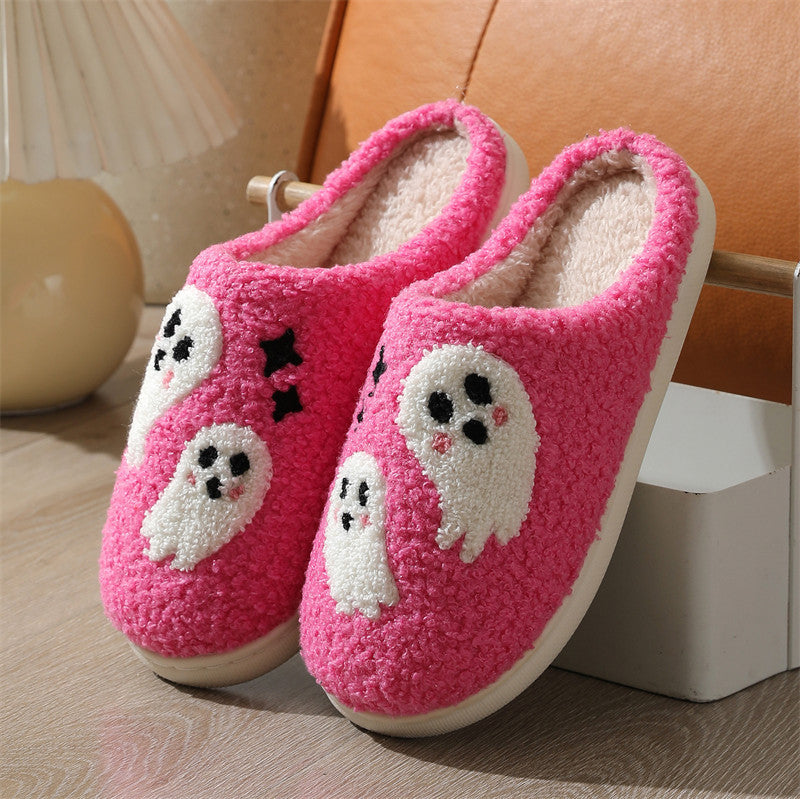 Cartoon Ghost Cotton Slippers For Women Indoor Non-slip Bedroom Floor Slipper Winter House Shoes