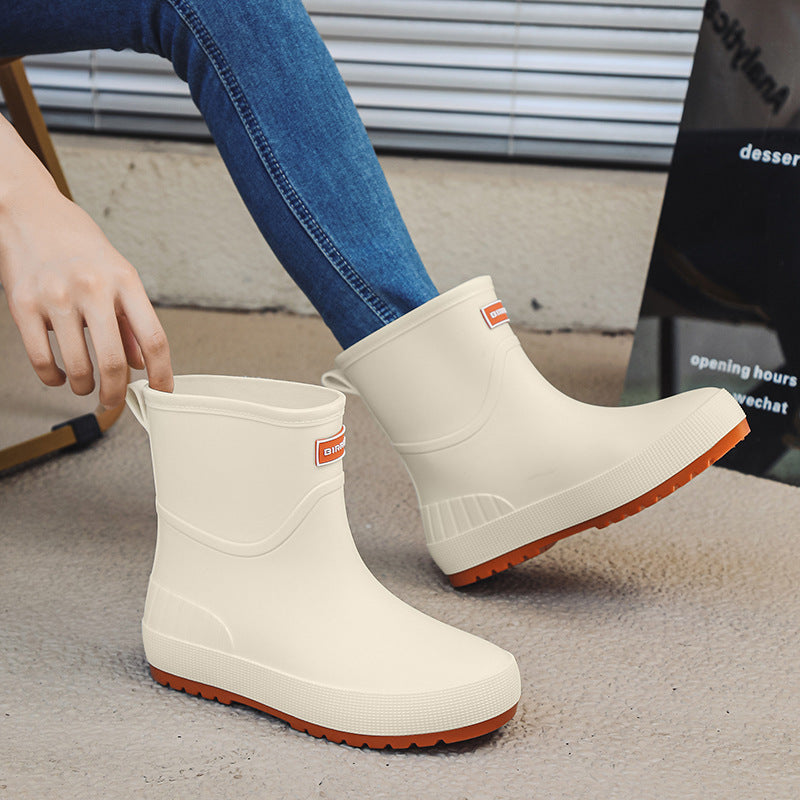 Mid-calf Women's Stylish Water Shoes Outdoor Non-slip Adult Rain Boots