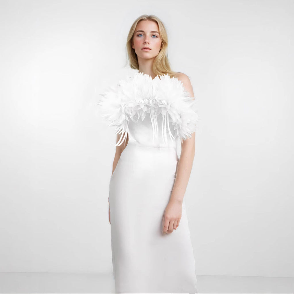 Women Bandage White Elegant Flowers Dress