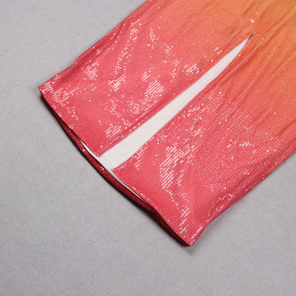 Women's Clothing Fashion Sexy Figure Tube Top High Waist Gradient Color Dress Women