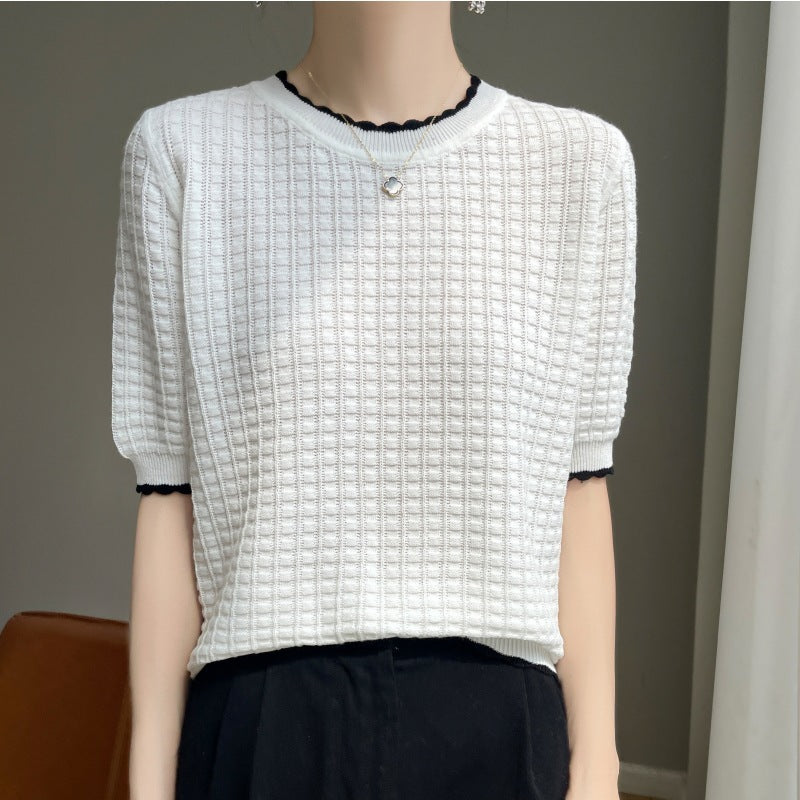 Cotton Lightweight Elegant Knitwear T-shirt