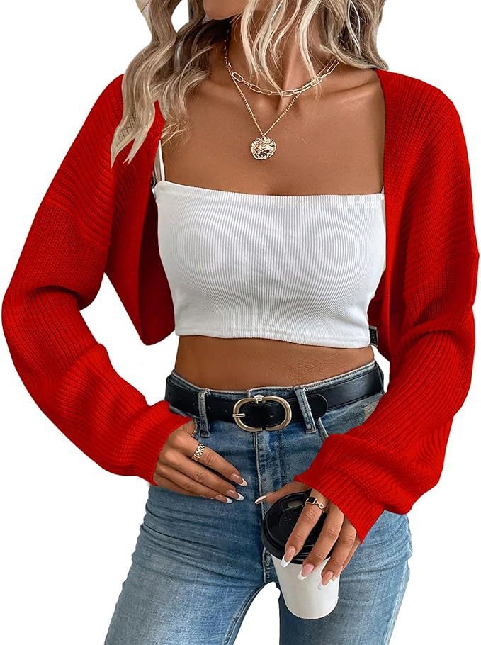 Women's Cardigan Shawl Long-sleeved Knitted Short Top
