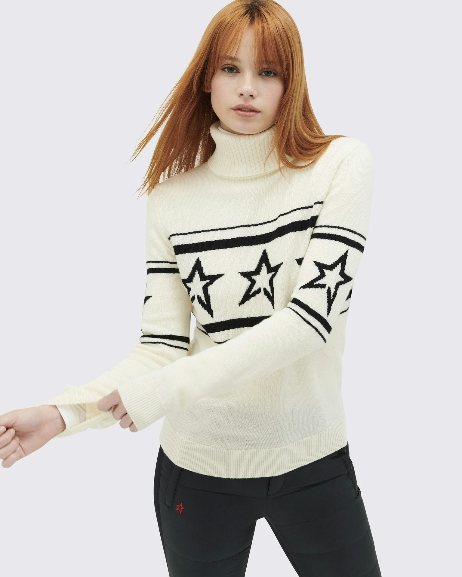 New Slim Fit Star Printed Turtleneck Sweater