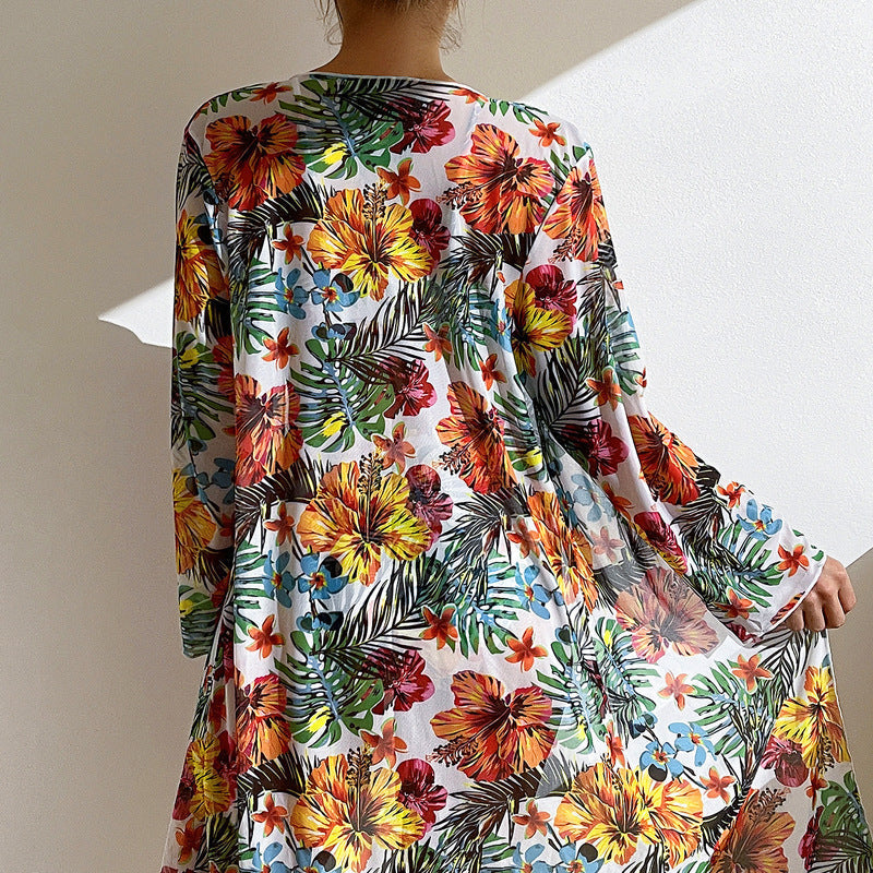 Women's Long Blouse Split Bikini