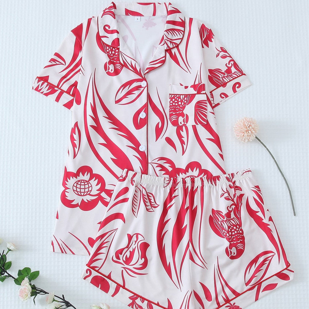 Printed Pajamas Top and Shorts