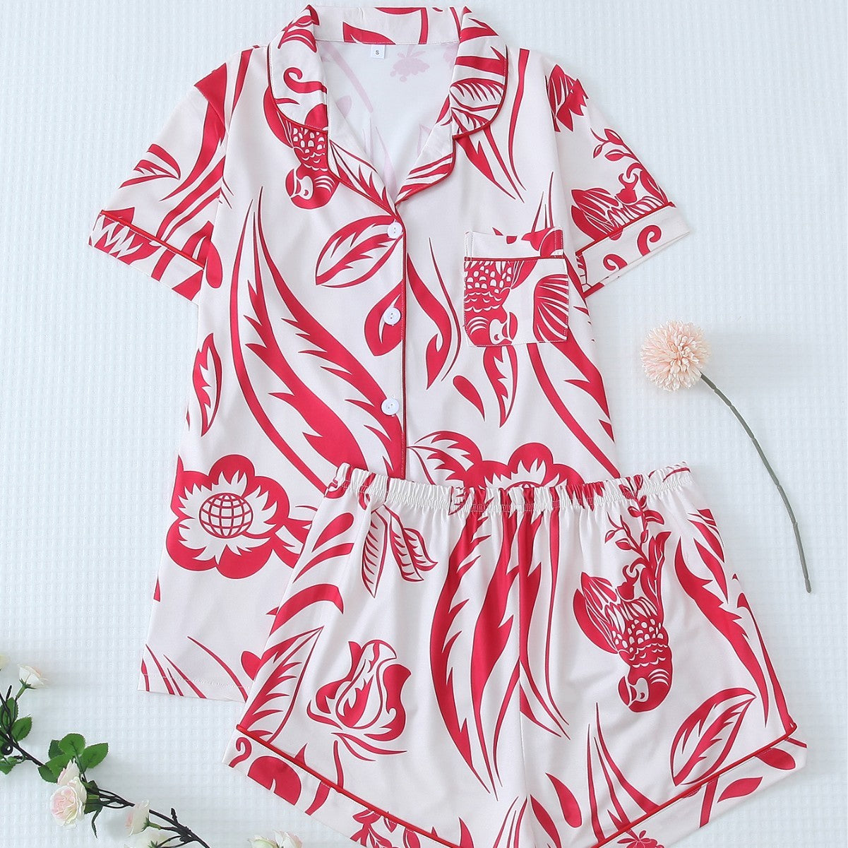 Printed Pajamas Top and Shorts