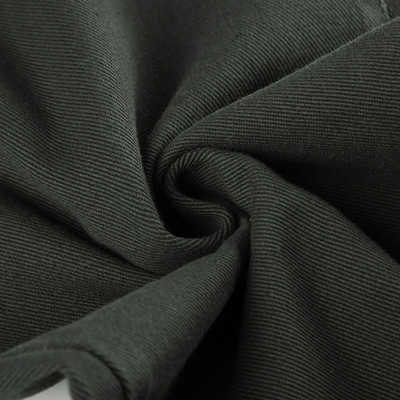 Street Pocket High Waist Work Clothes Straight-leg Pants Women