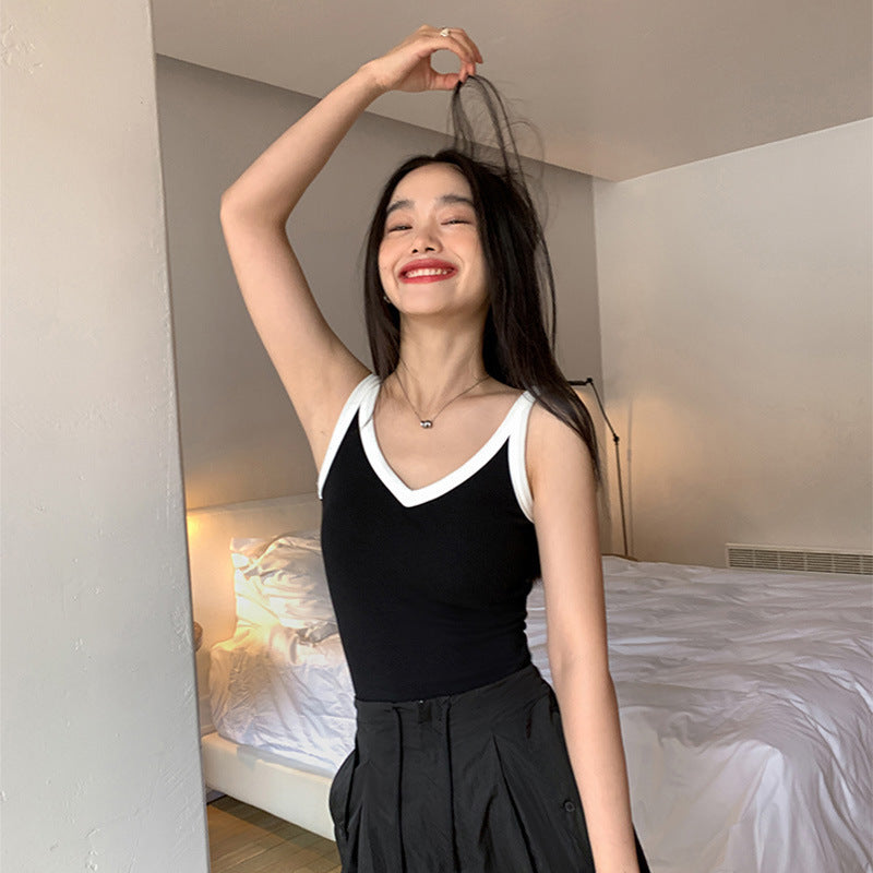 Spring New Cotton Padded Strap Top